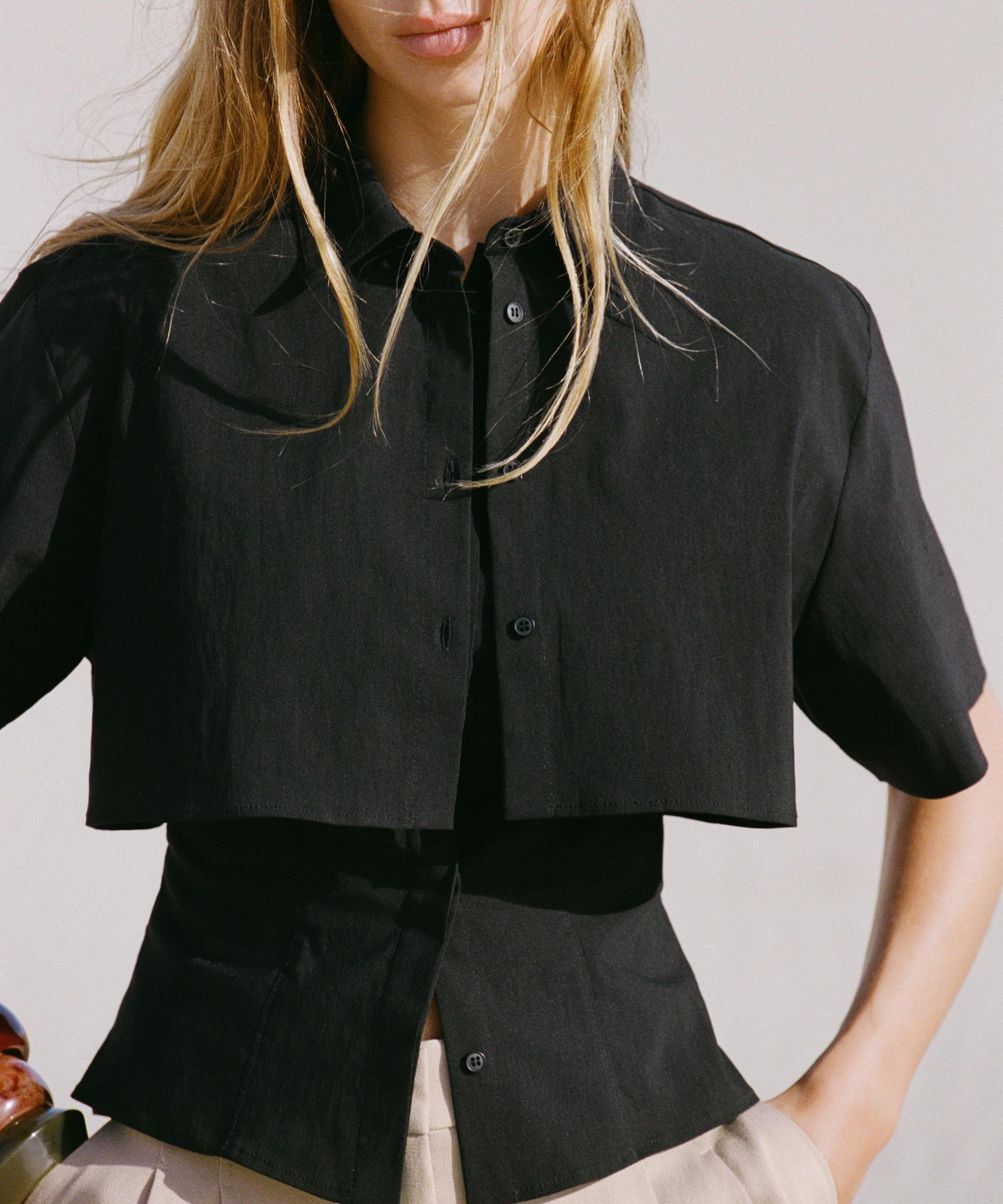 Spring Office Faux Two Piece Double Layer Shirt