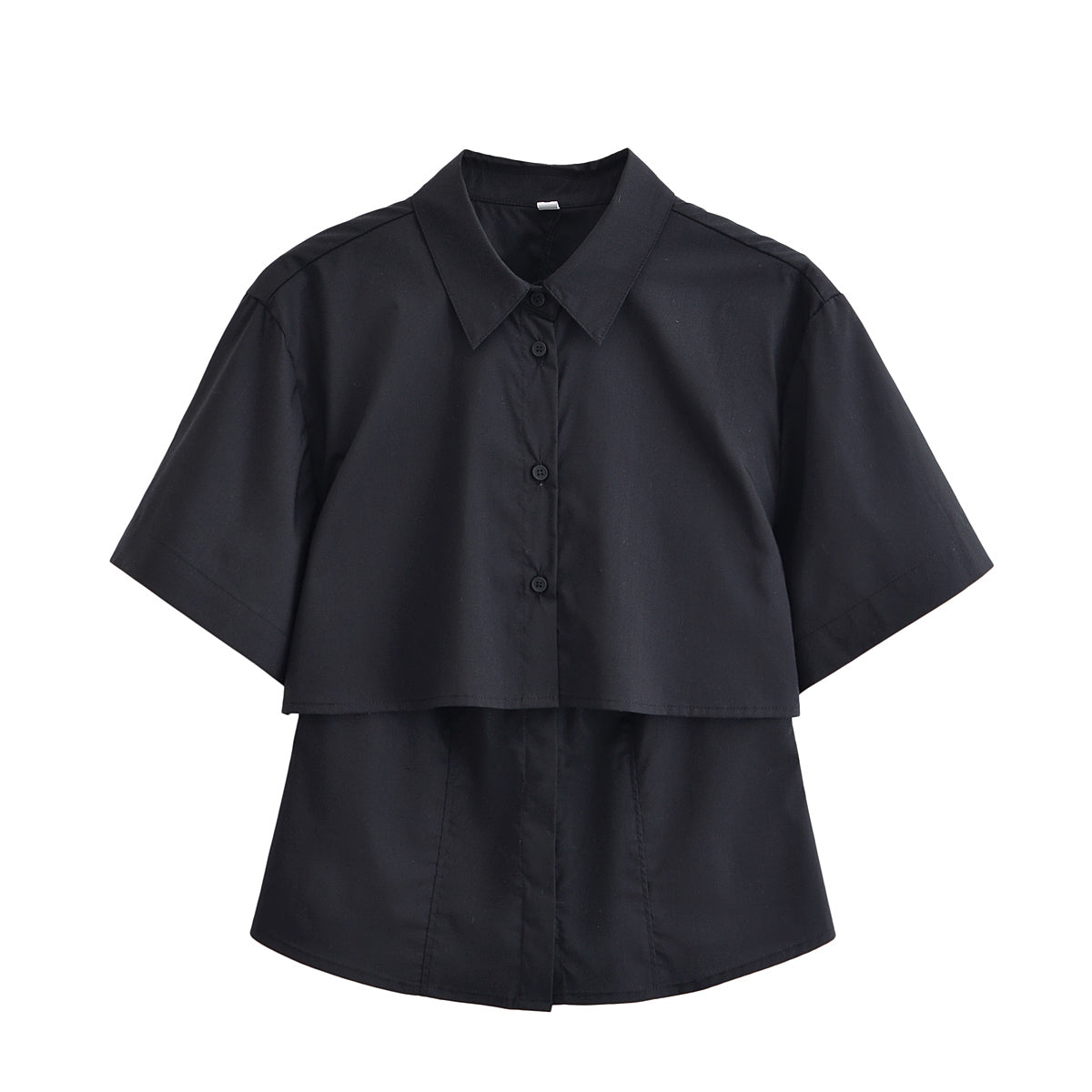 Spring Office Faux Two Piece Double Layer Shirt