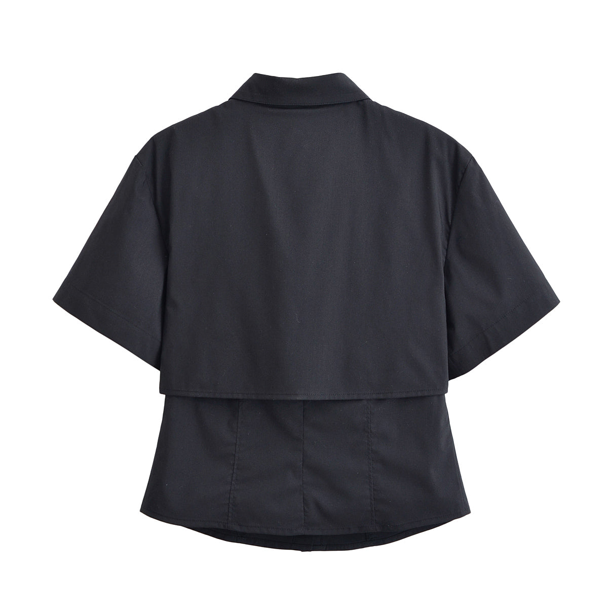 Spring Office Faux Two Piece Double Layer Shirt