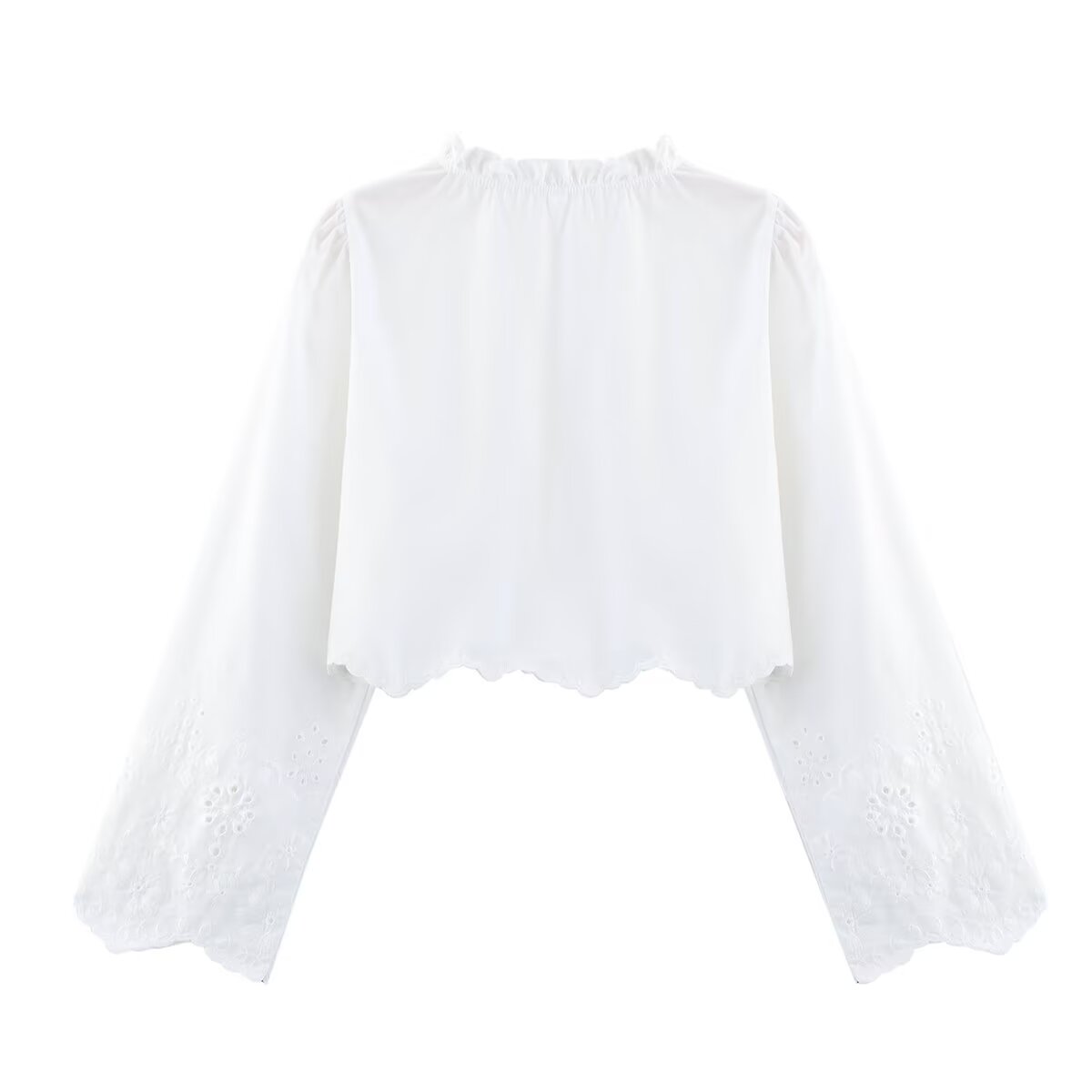 Spring Women Clothing French Design Hollow Out Cutout Embroidered Cotton Top