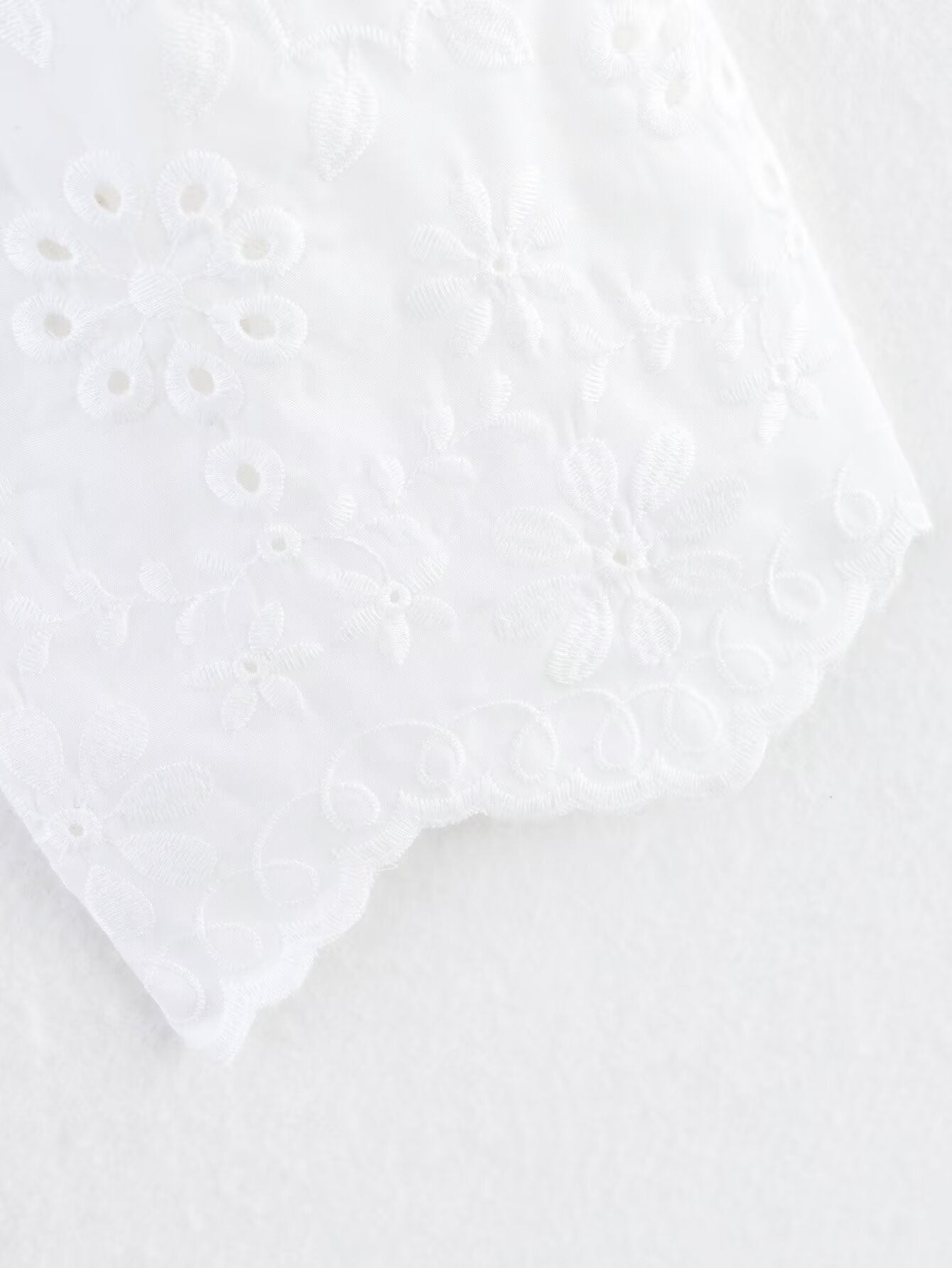 Spring Women Clothing French Design Hollow Out Cutout Embroidered Cotton Top