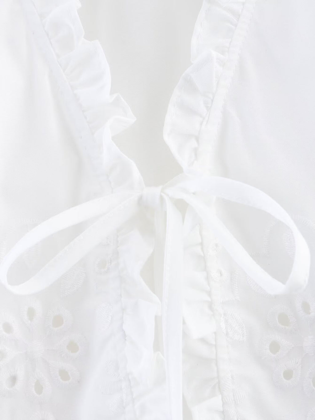 Spring Women Clothing French Design Hollow Out Cutout Embroidered Cotton Top