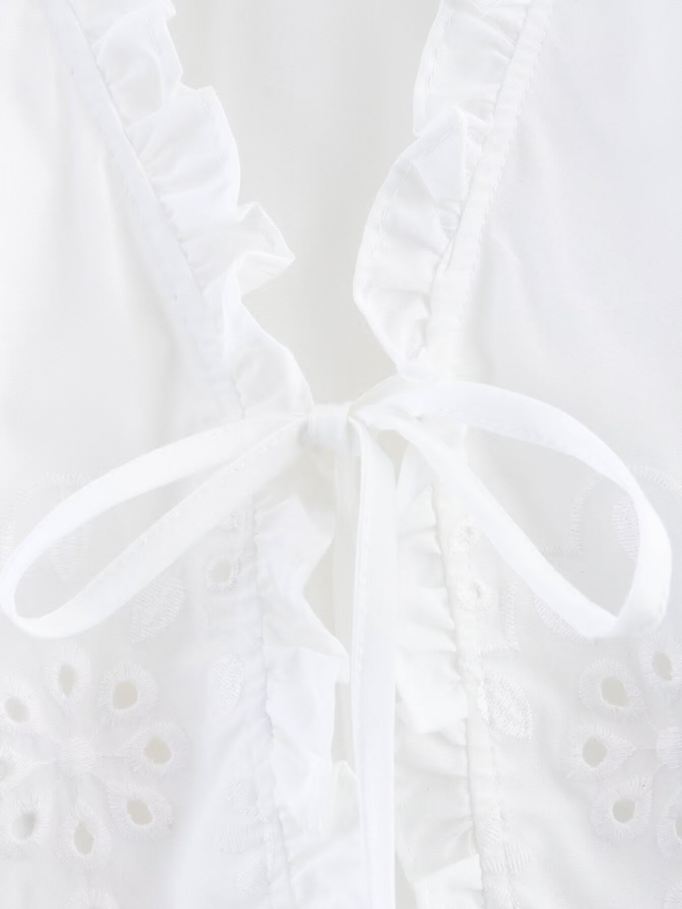 Spring Women Clothing French Design Hollow Out Cutout Embroidered Cotton Top