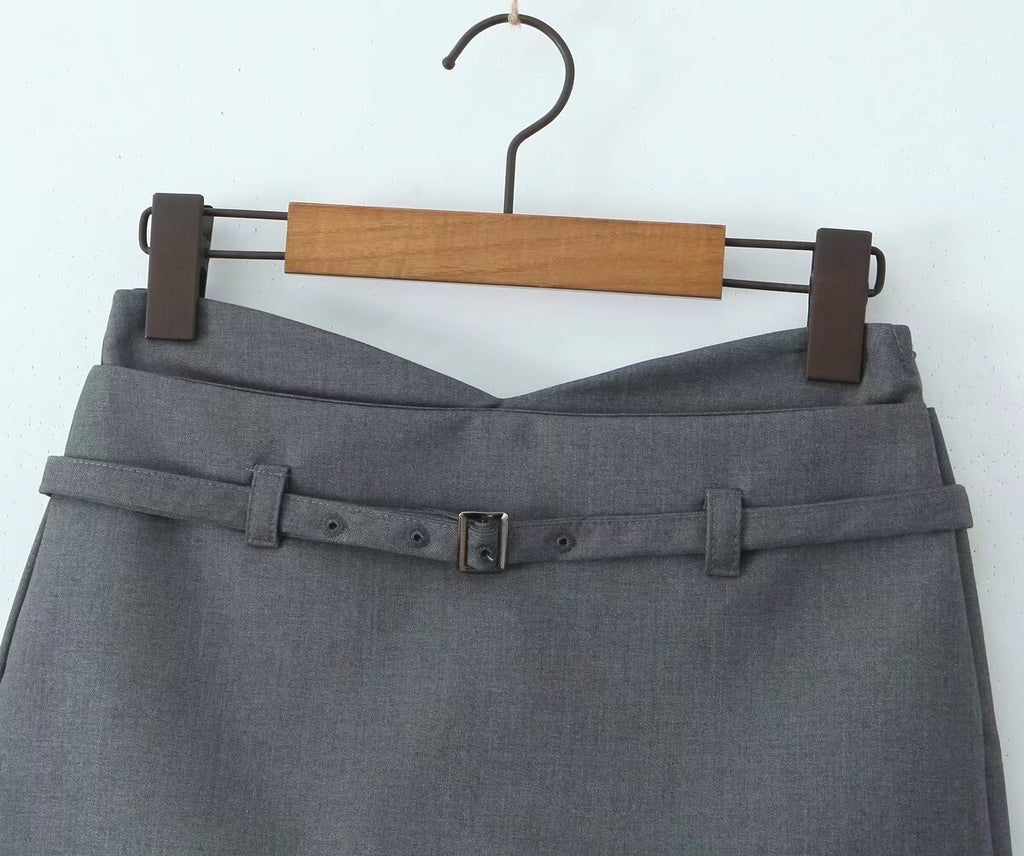 Sexy V Waist Skirt Low Waist Anti Exposure Sheath A line Skirt Pants