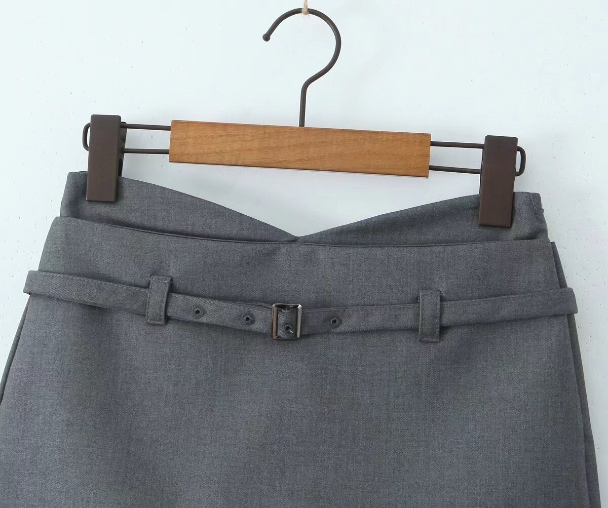 Sexy V Waist Skirt Low Waist Anti Exposure Sheath A line Skirt Pants