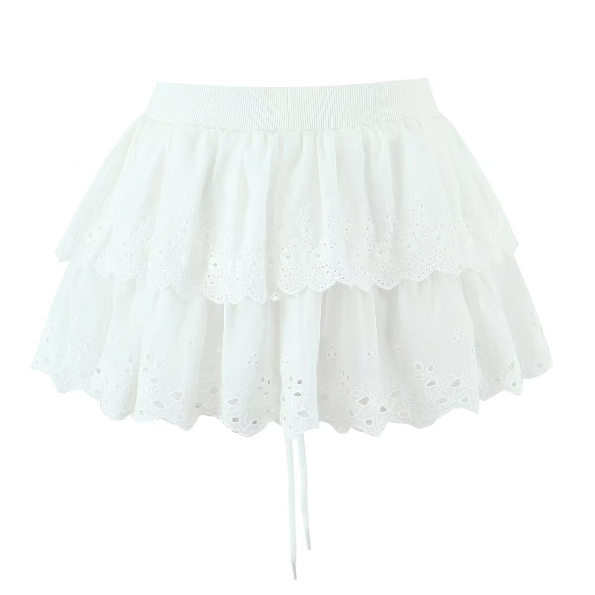 Spring Summer Women Sexy Layered Lace Lace Puff Skirt