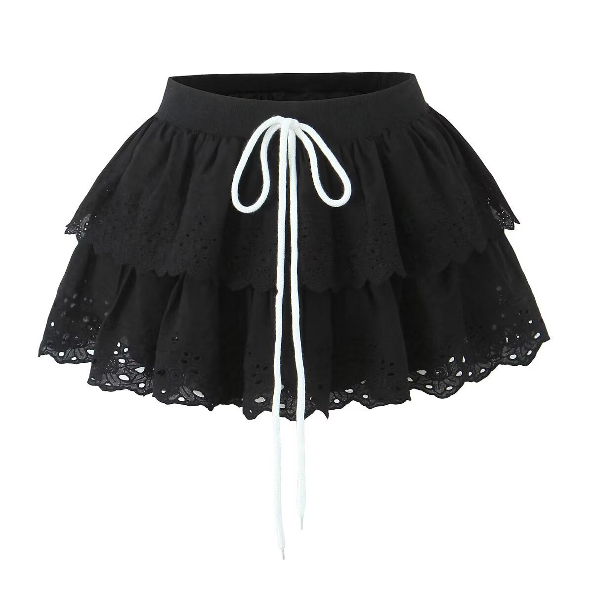 Spring Summer Women Sexy Layered Lace Lace Puff Skirt