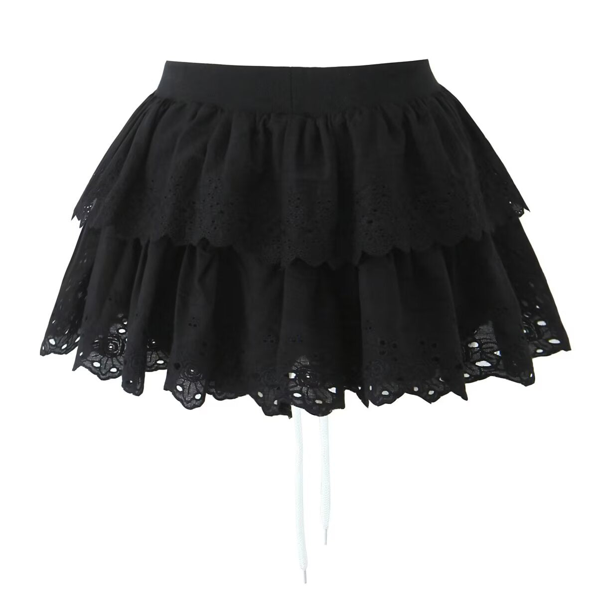 Spring Summer Women Sexy Layered Lace Lace Puff Skirt
