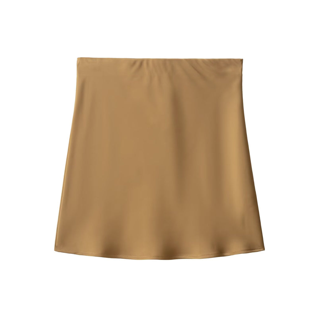 Summer Women Clothing Slim Fitting Simple Sexy High Waist Satin Skirt