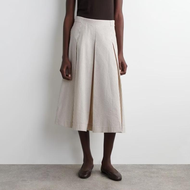 Summer Women Clothing Fashionable Simple Stripe A Word Midi Skirt