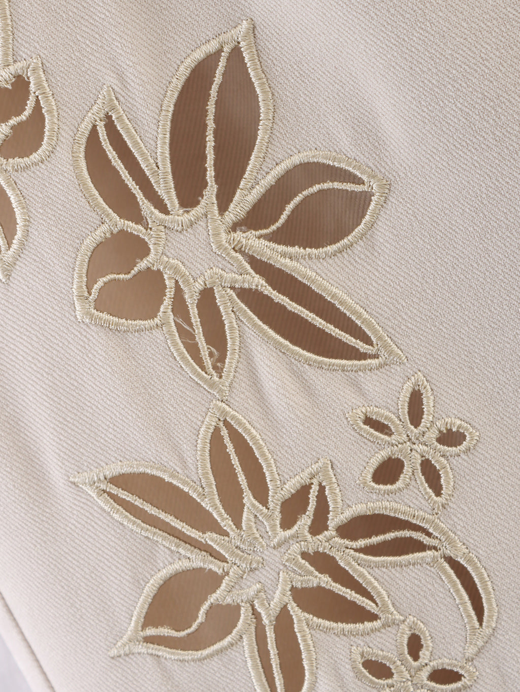 Plant Floral Hollow Out Cutout Laser Positioning Embroidery Low Waist Bell Bottom Pants