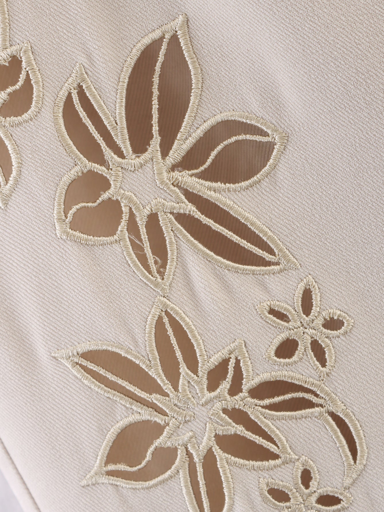 Plant Floral Hollow Out Cutout Laser Positioning Embroidery Low Waist Bell Bottom Pants