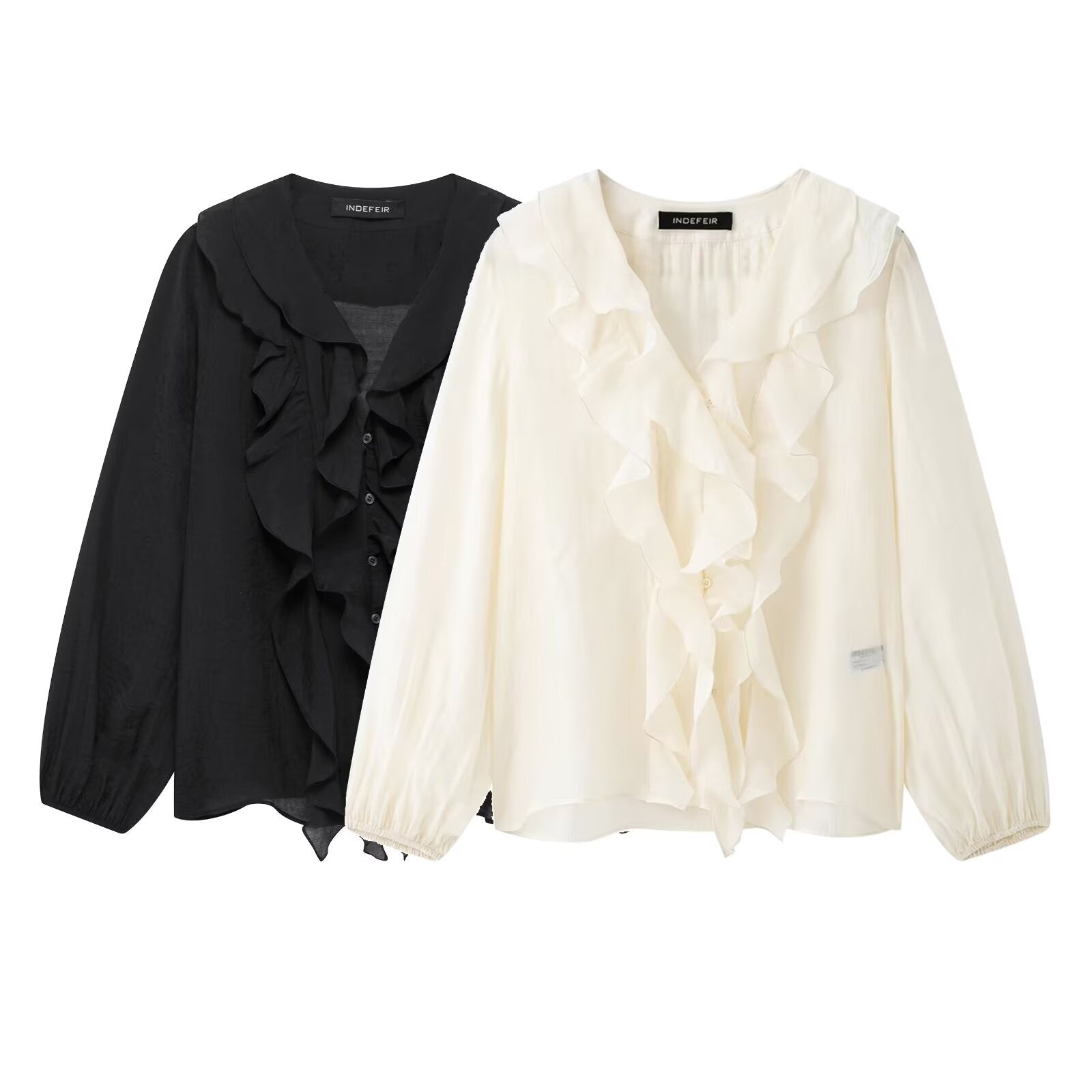 Women Laminated Decoration Long Sleeve Shirt