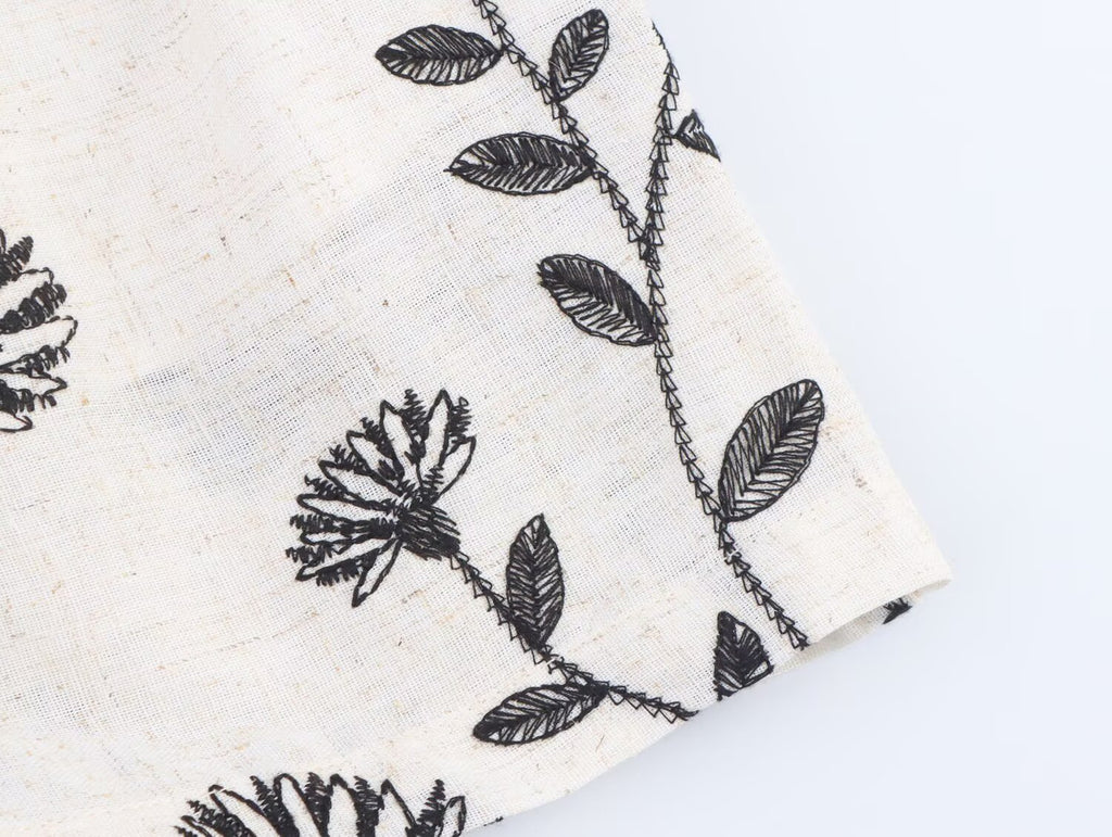 Women Clothing Summer Elegant High Waist Embroidered Paper Bag Casual Shorts