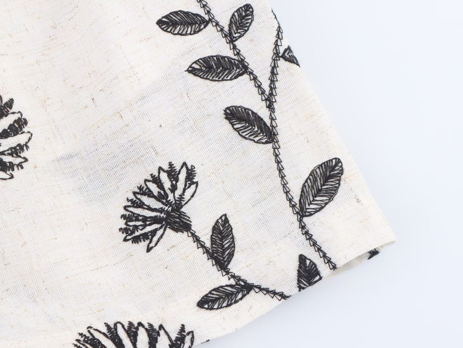 Women Clothing Summer Elegant High Waist Embroidered Paper Bag Casual Shorts