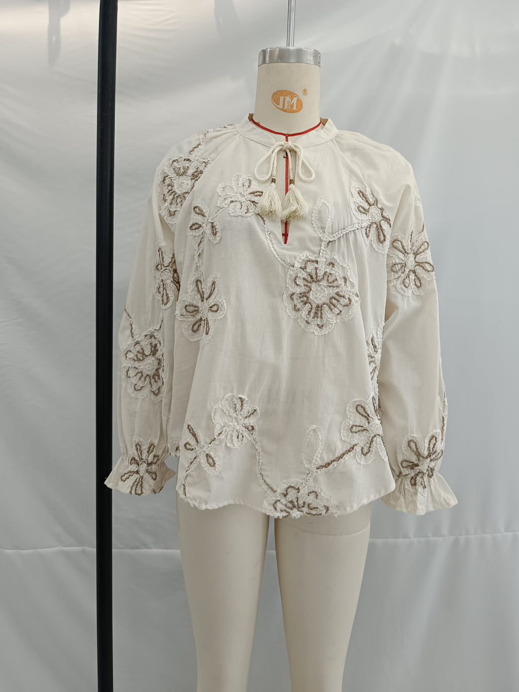 Women Clothing Spring Sweet Floral Embroidered Mini Shirt