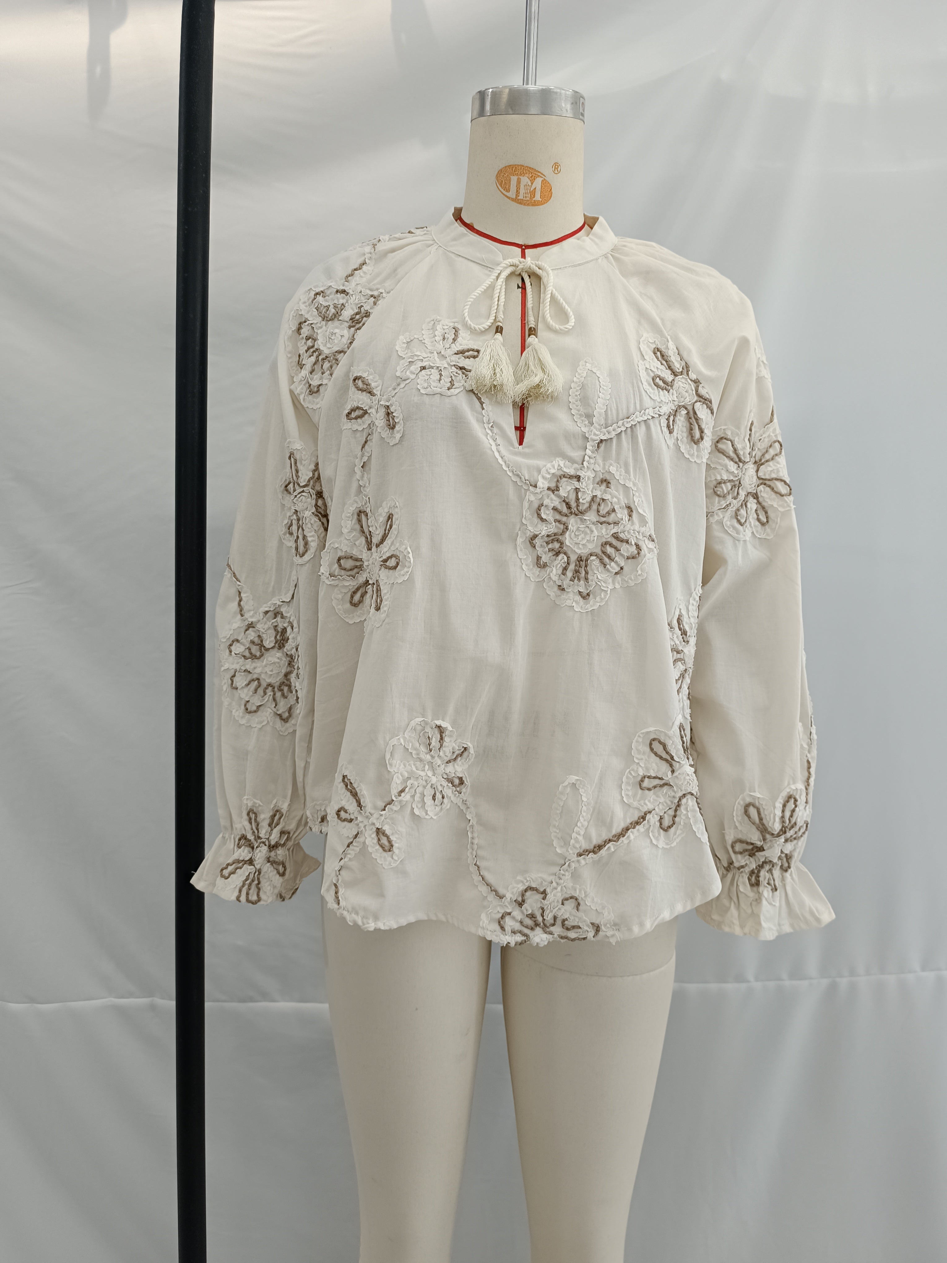 Women Clothing Spring Sweet Floral Embroidered Mini Shirt