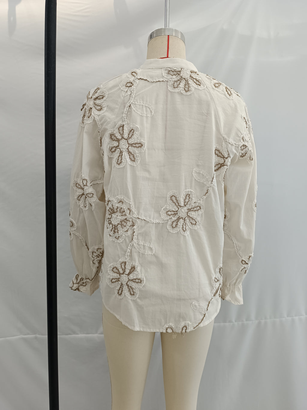 Women Clothing Spring Sweet Floral Embroidered Mini Shirt