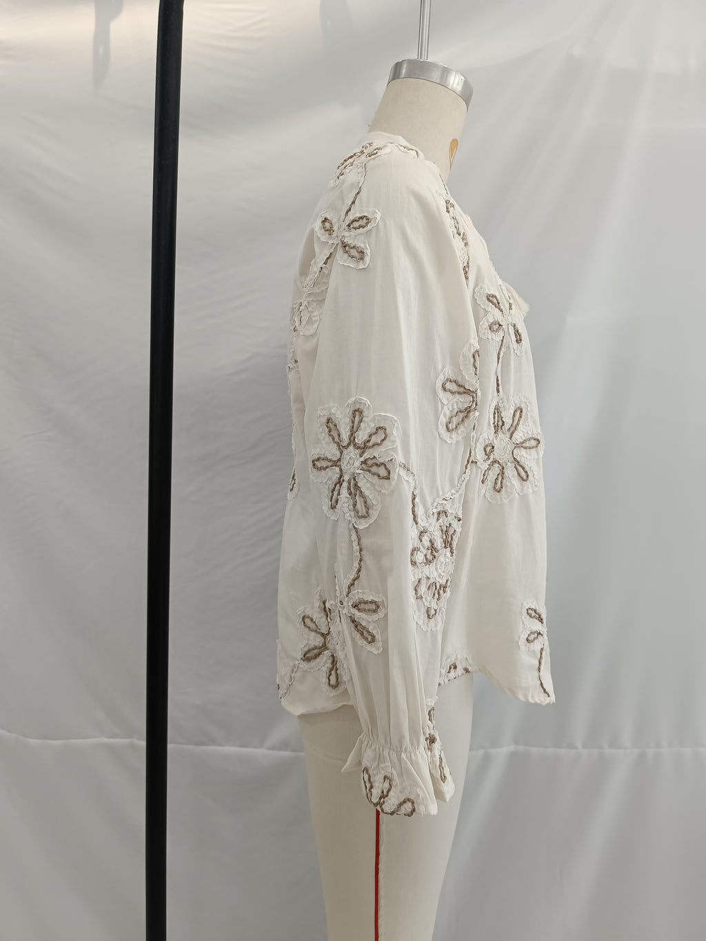 Women Clothing Spring Sweet Floral Embroidered Mini Shirt