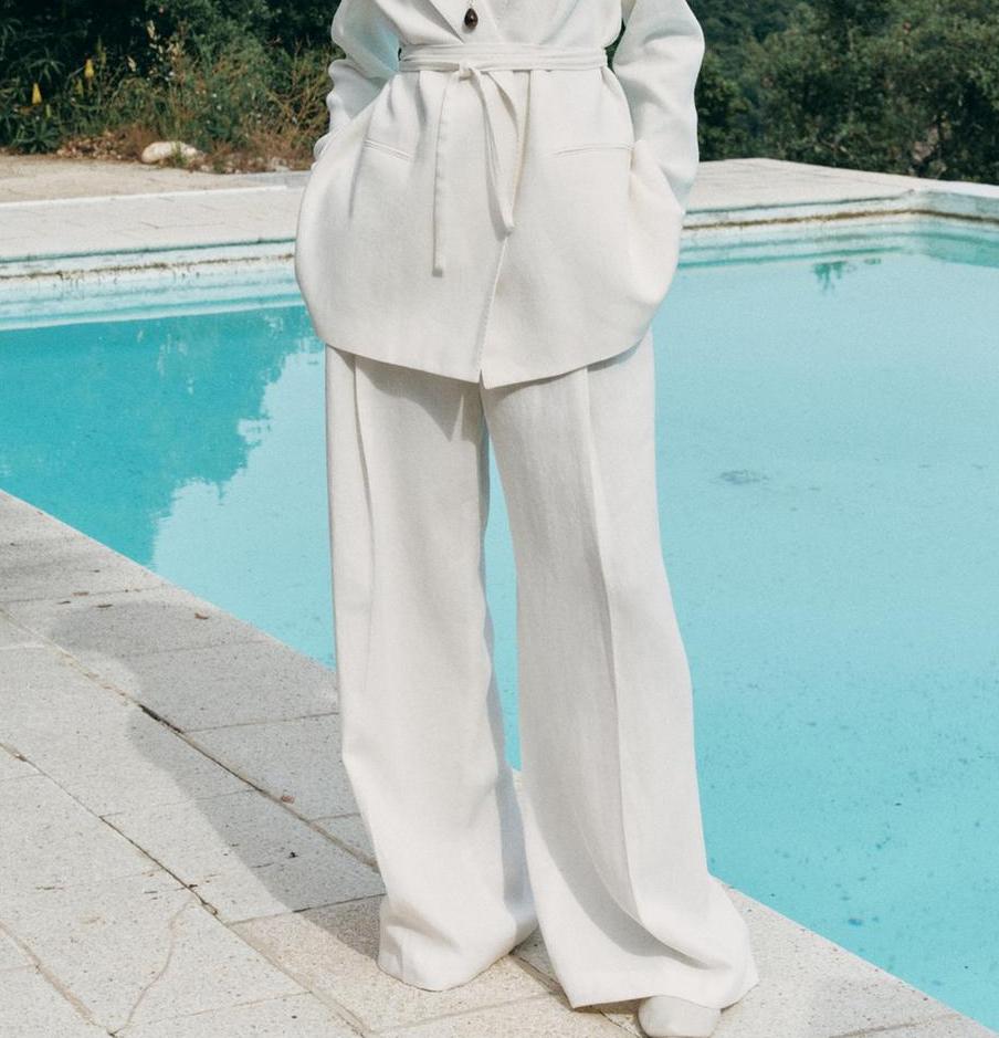 Early Autumn Women Clothing Commuting Casual Solid Color Simple Loose Figure Flattering Straight Wide Leg Pants