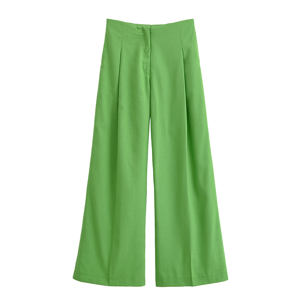 Early Autumn Women Clothing Commuting Casual Solid Color Simple Loose Figure Flattering Straight Wide Leg Pants