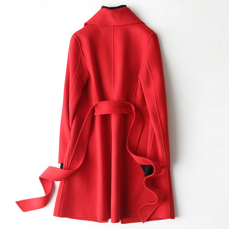 Double-Faced Woolen Goods Cashmere Overcoat Women Mid-Length Small Woolen Coat