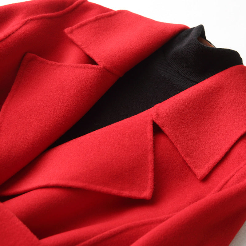 Double-Faced Woolen Goods Cashmere Overcoat Women Mid-Length Small Woolen Coat