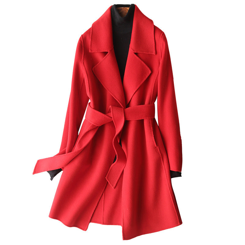 Double-Faced Woolen Goods Cashmere Overcoat Women Mid-Length Small Woolen Coat