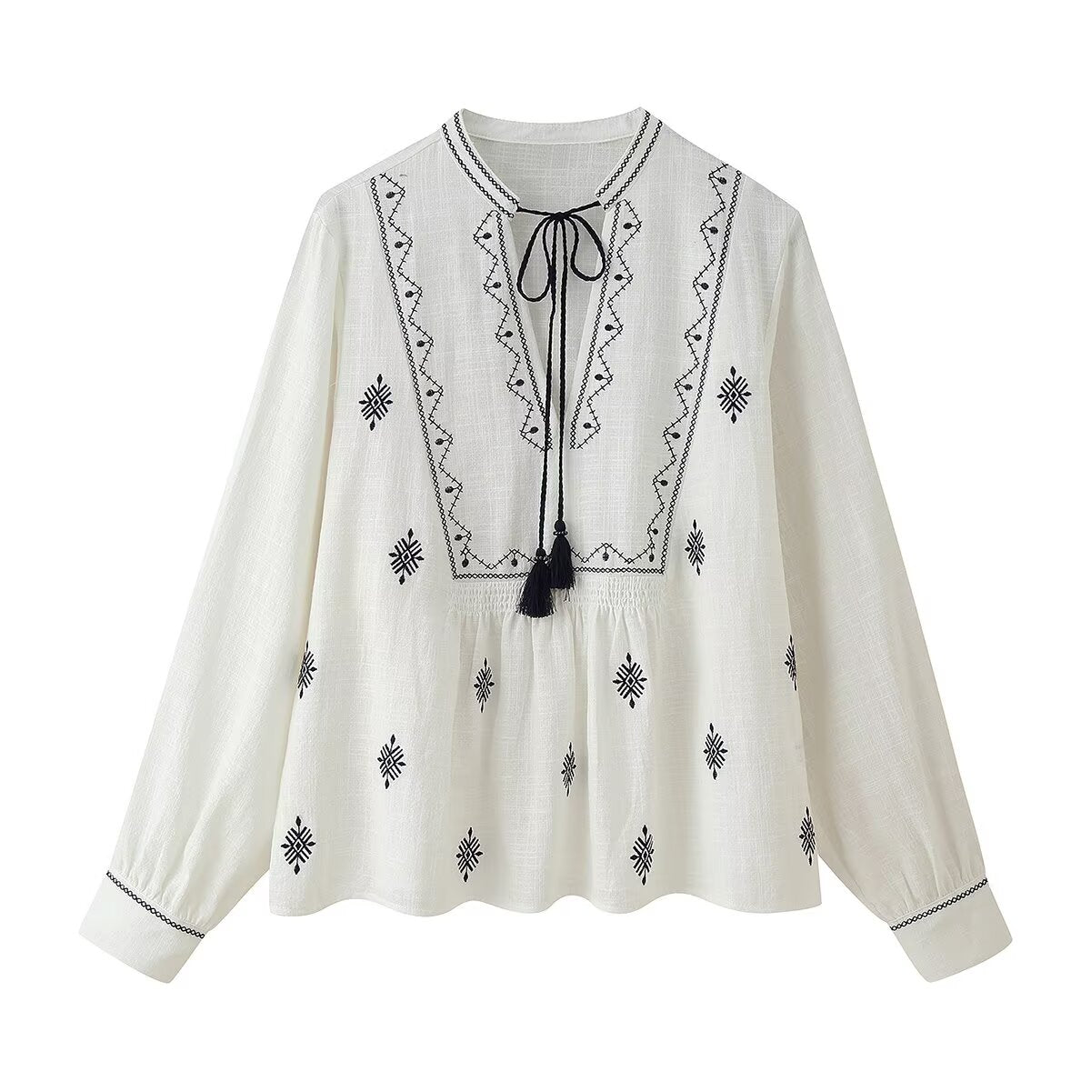 Women Clothing Fashionable Retro Embroidered Shirt