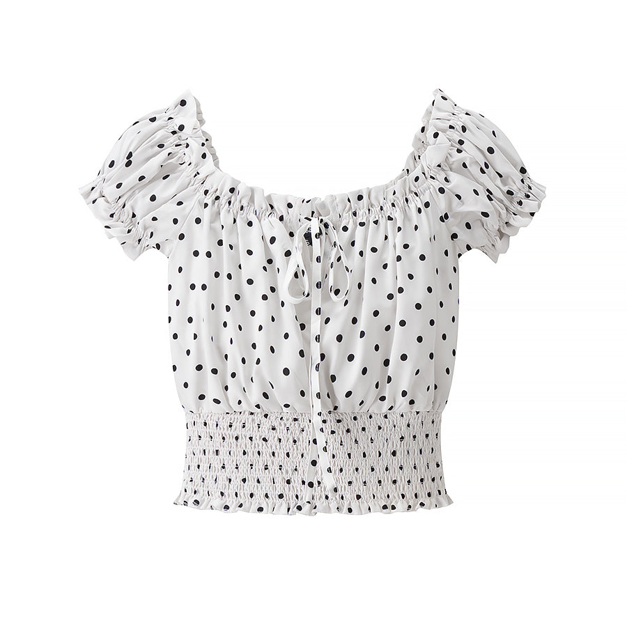 Short Top Printed Sexy Polka Dot Autumn Sexy Women off Shoulder