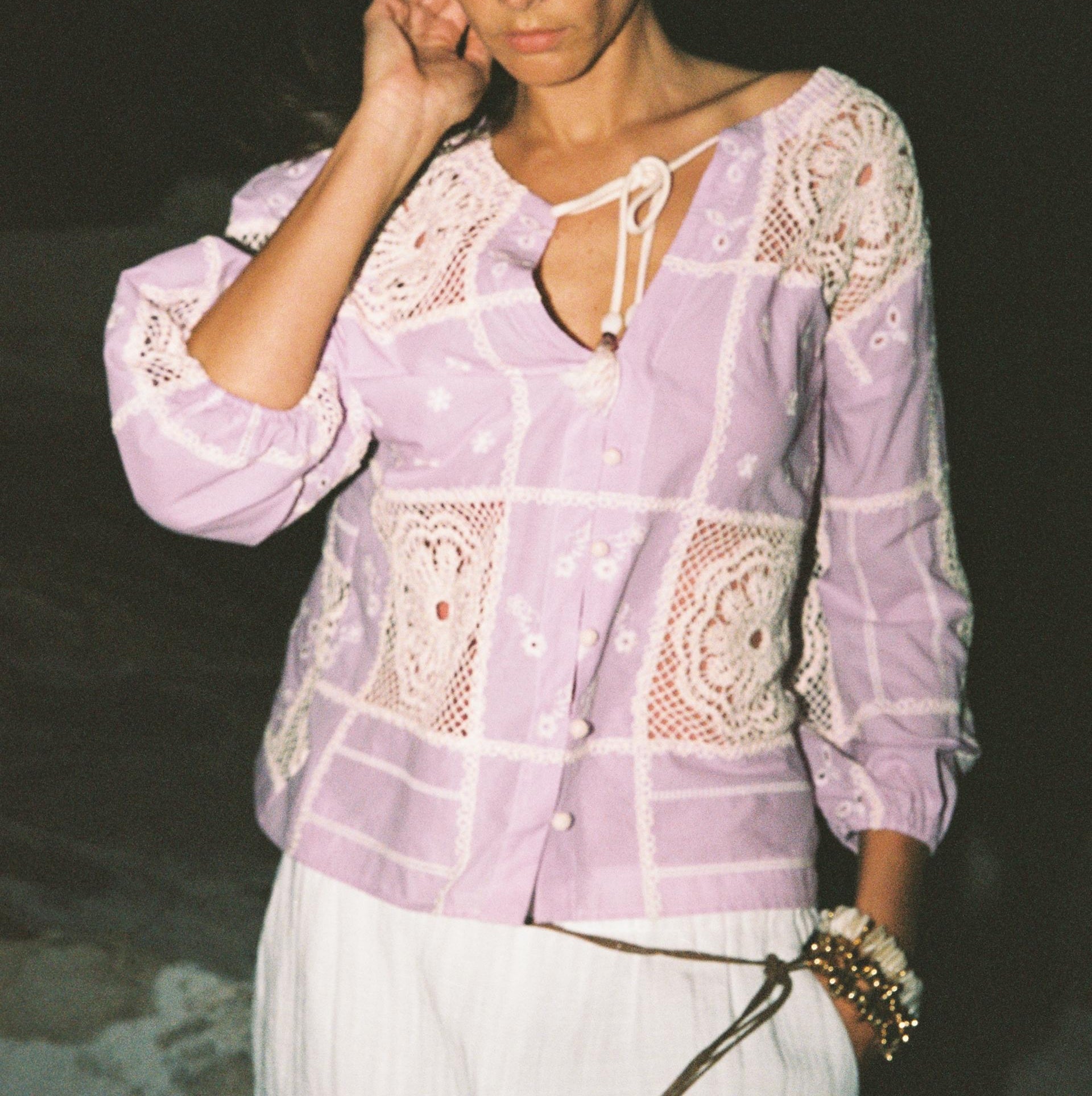 Women Clothing Top Product Casual Hollow Out Cutout Embroidered Shirt