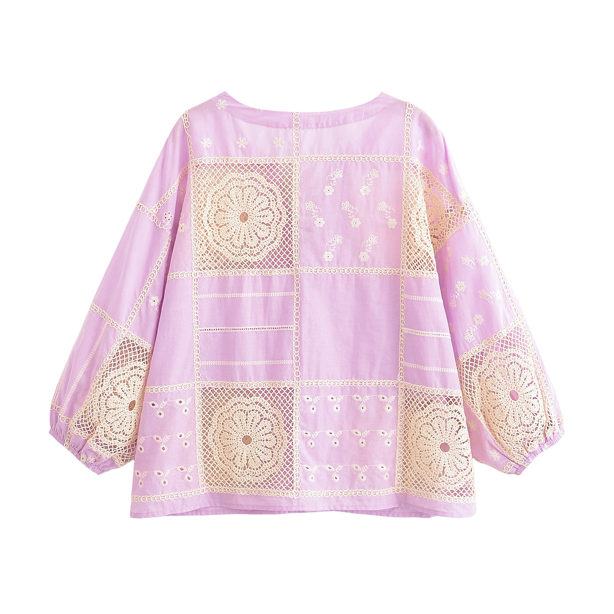 Women Clothing Top Product Casual Hollow Out Cutout Embroidered Shirt