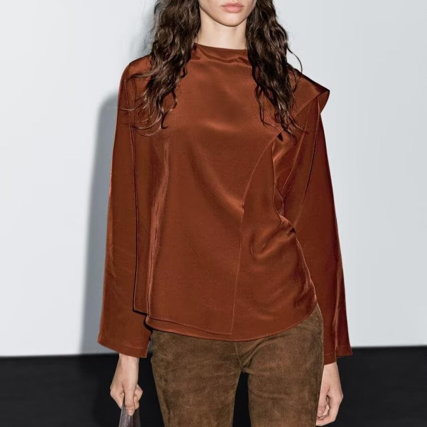 Fashionable Elegant Women Clothing Bow Tie Neckline Elegant Smock Top Shirt