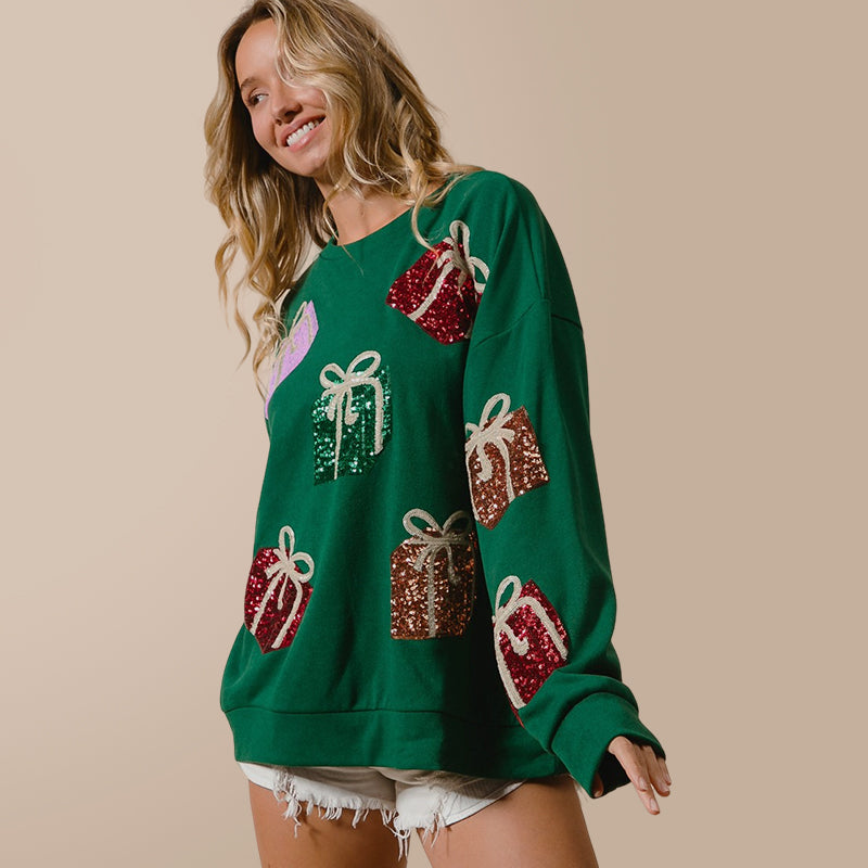Spring Autumn Best Knitted Women Sweater Christmas Gift Sequ Embroidered Sweater