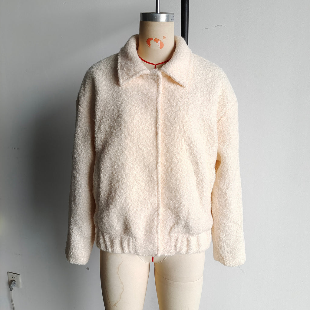 Women Clothing Two Color Long Sleeve Collared Coat Top