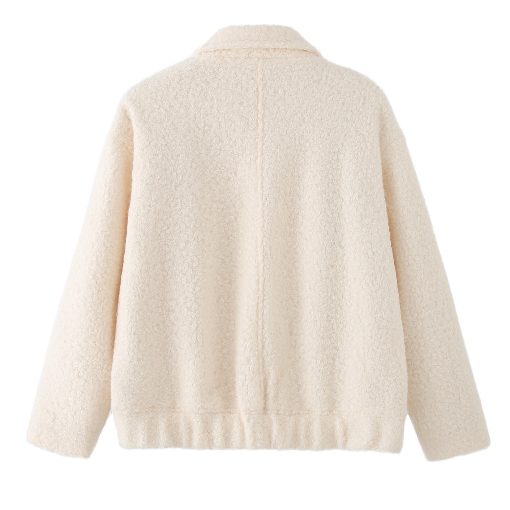 Women Clothing Two Color Long Sleeve Collared Coat Top