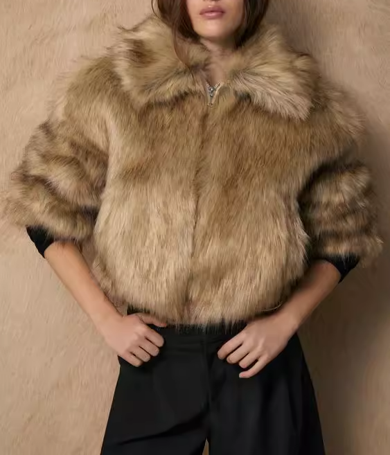 Women Clothing Autumn Winter Personality Street All Match Fur Jacket Coat Women Jacket