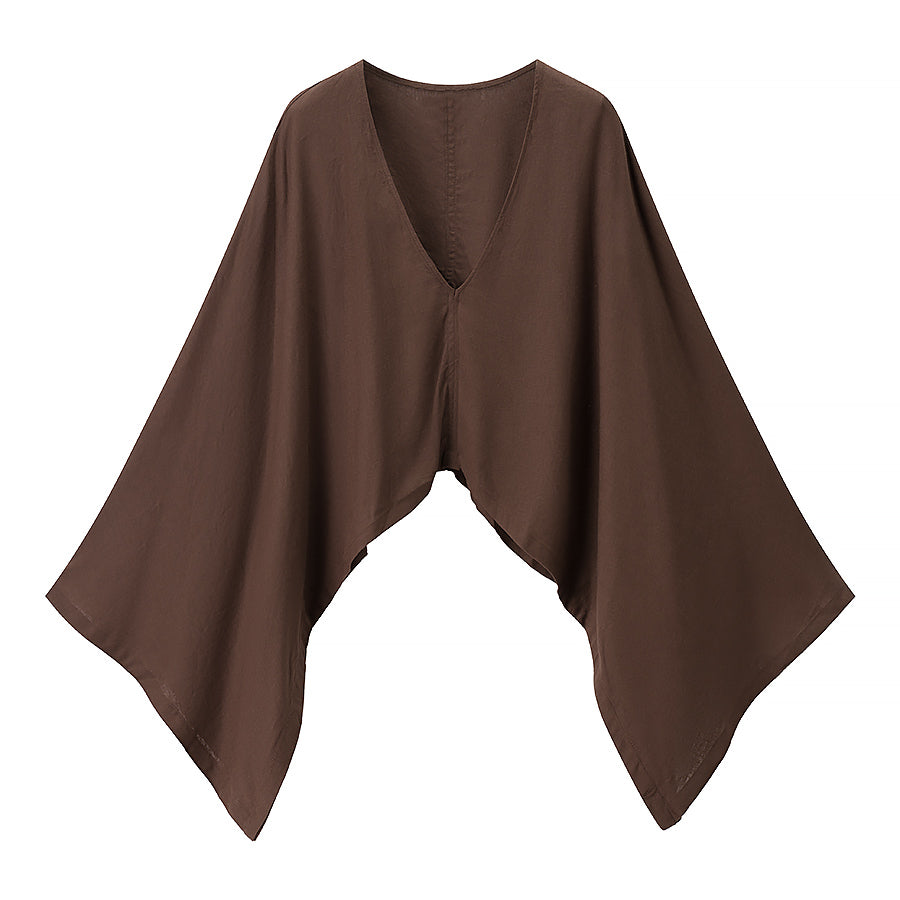 Women Clothing Casual Loose Fitting V neck Long Sleeves Short Shirt Top