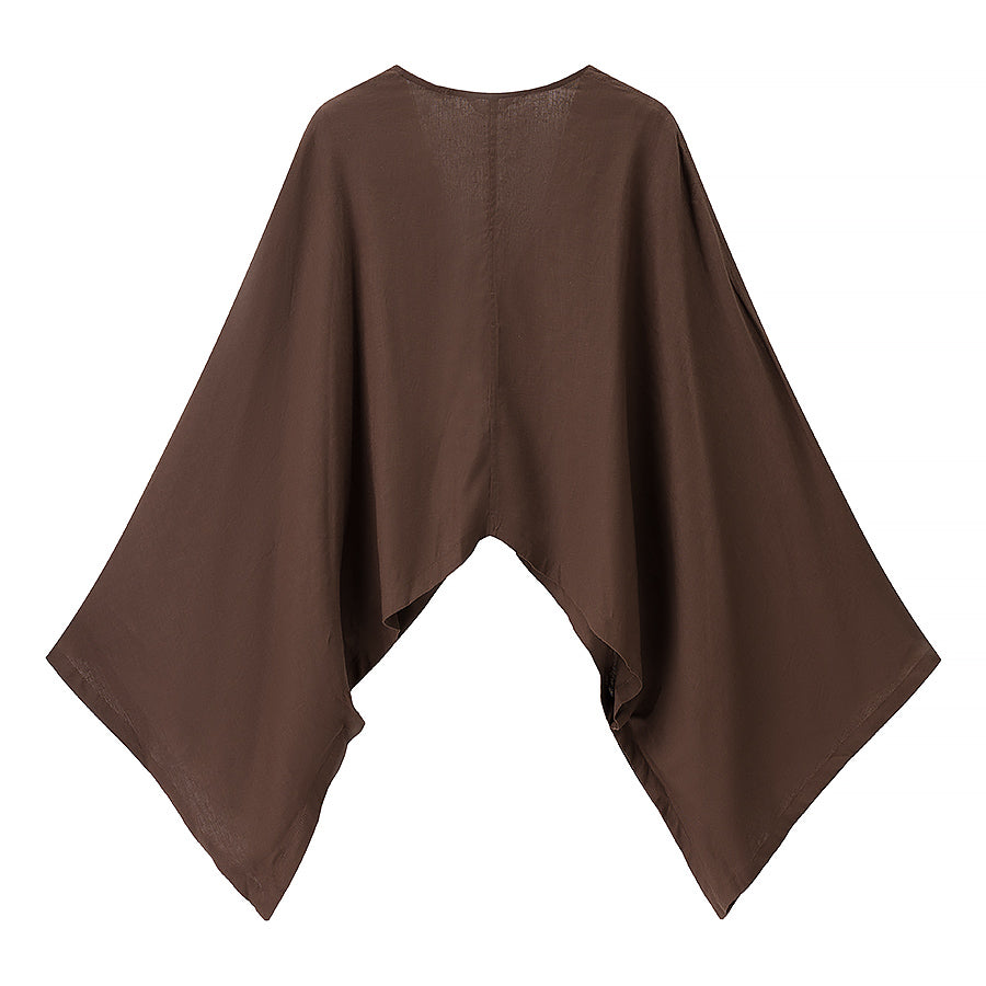 Women Clothing Casual Loose Fitting V neck Long Sleeves Short Shirt Top