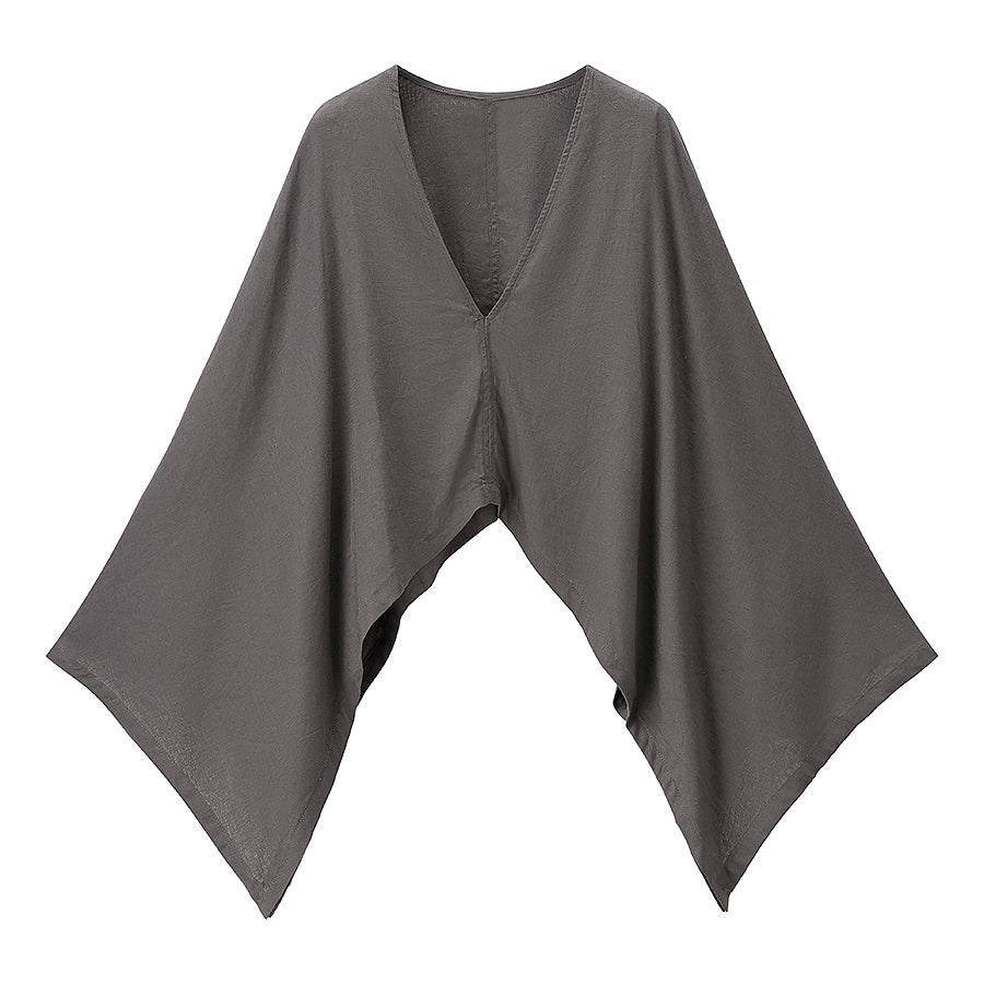 Women Clothing Casual Loose Fitting V neck Long Sleeves Short Shirt Top