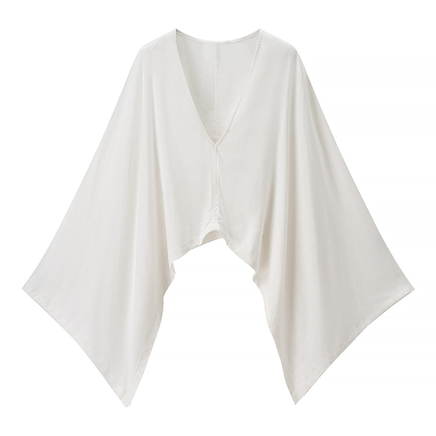 Women Clothing Casual Loose Fitting V neck Long Sleeves Short Shirt Top