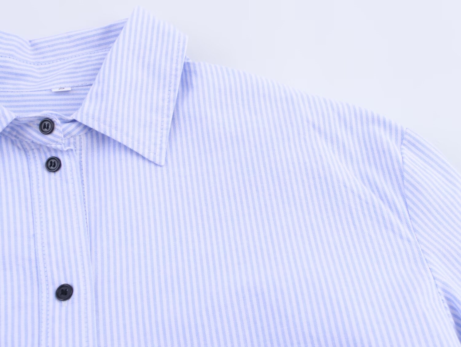 Women Clothing Autumn Simple Casual Striped Poplin Half Open Collar Shirt