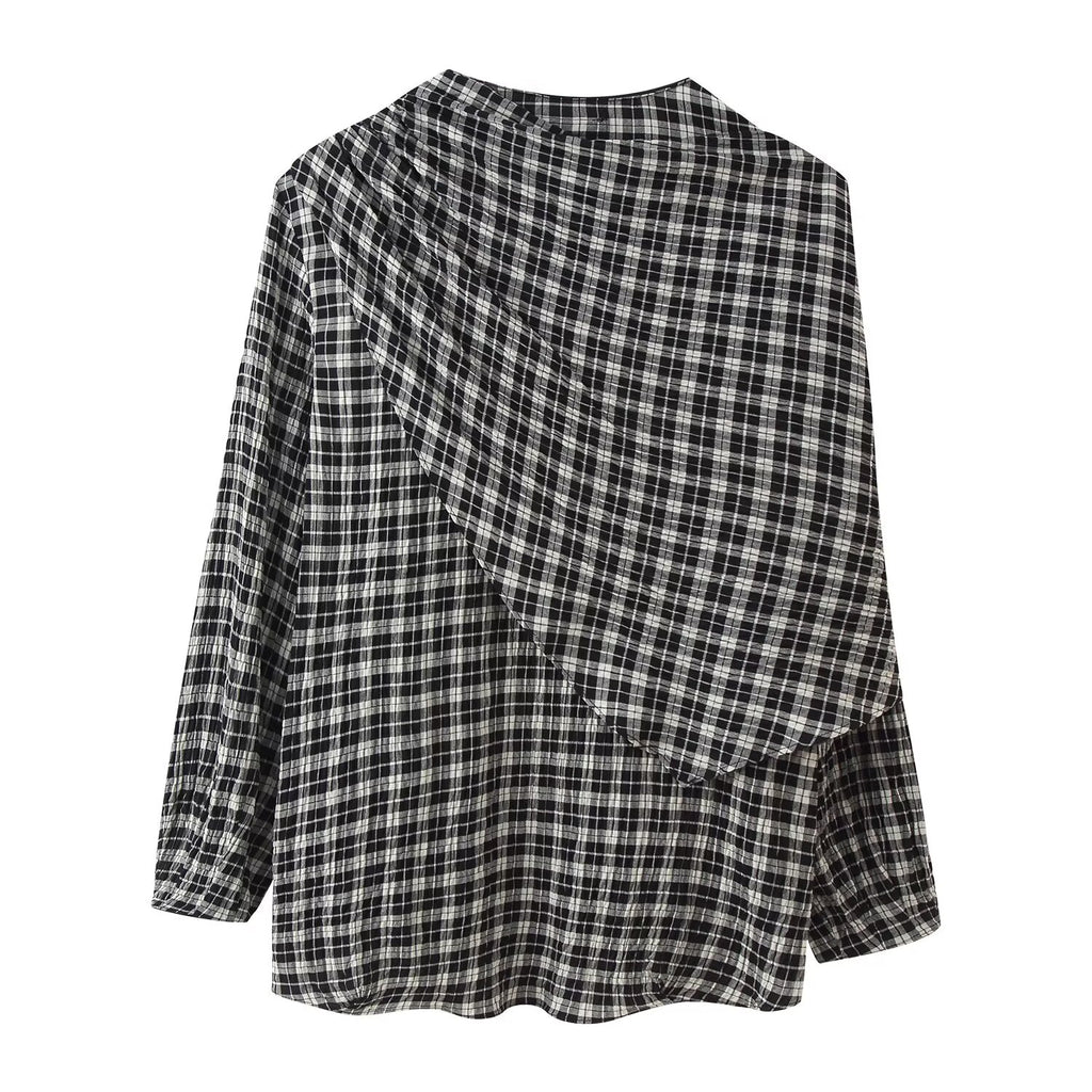 Women Plaid Multi Functional Long Sleeve Shirt
