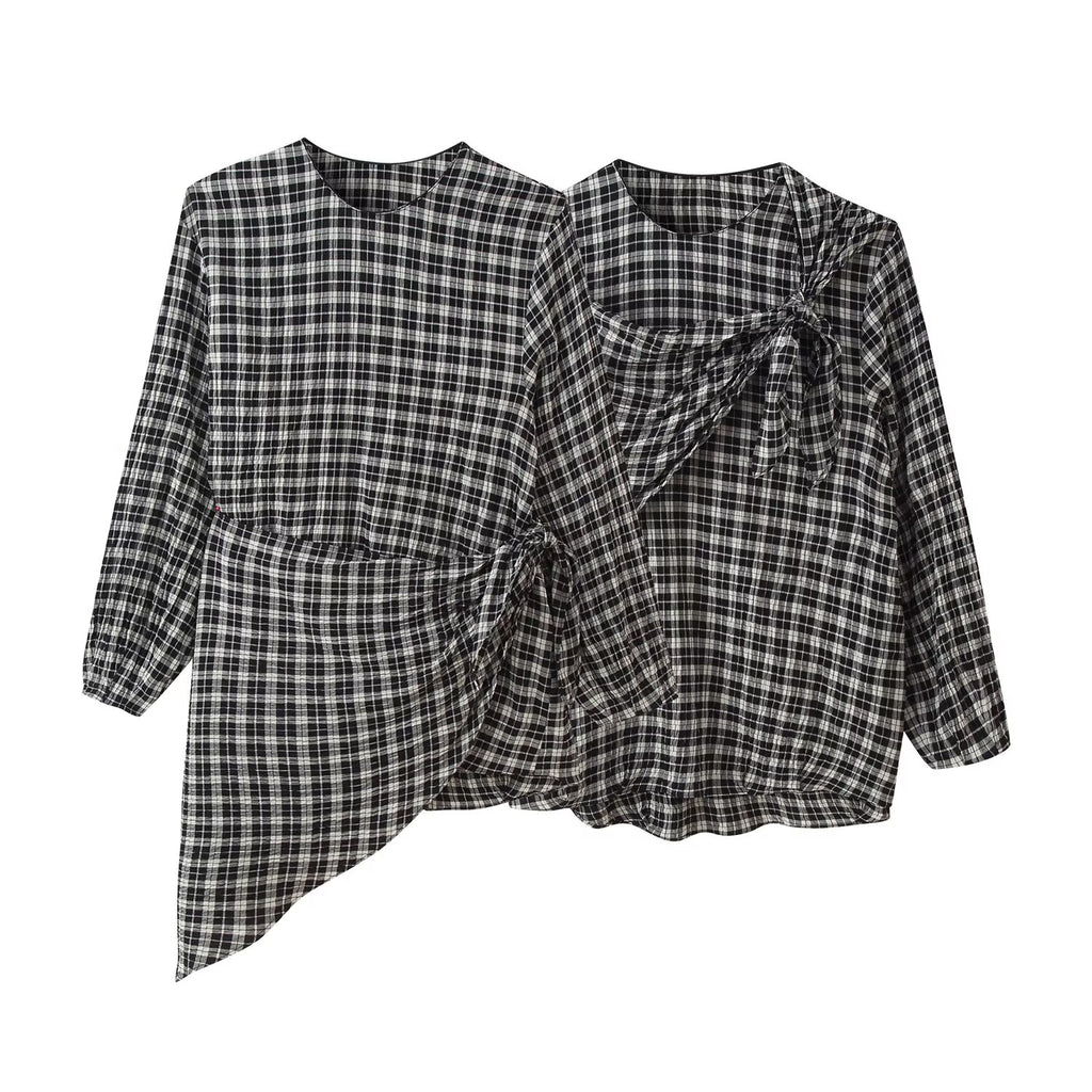 Women Plaid Multi Functional Long Sleeve Shirt