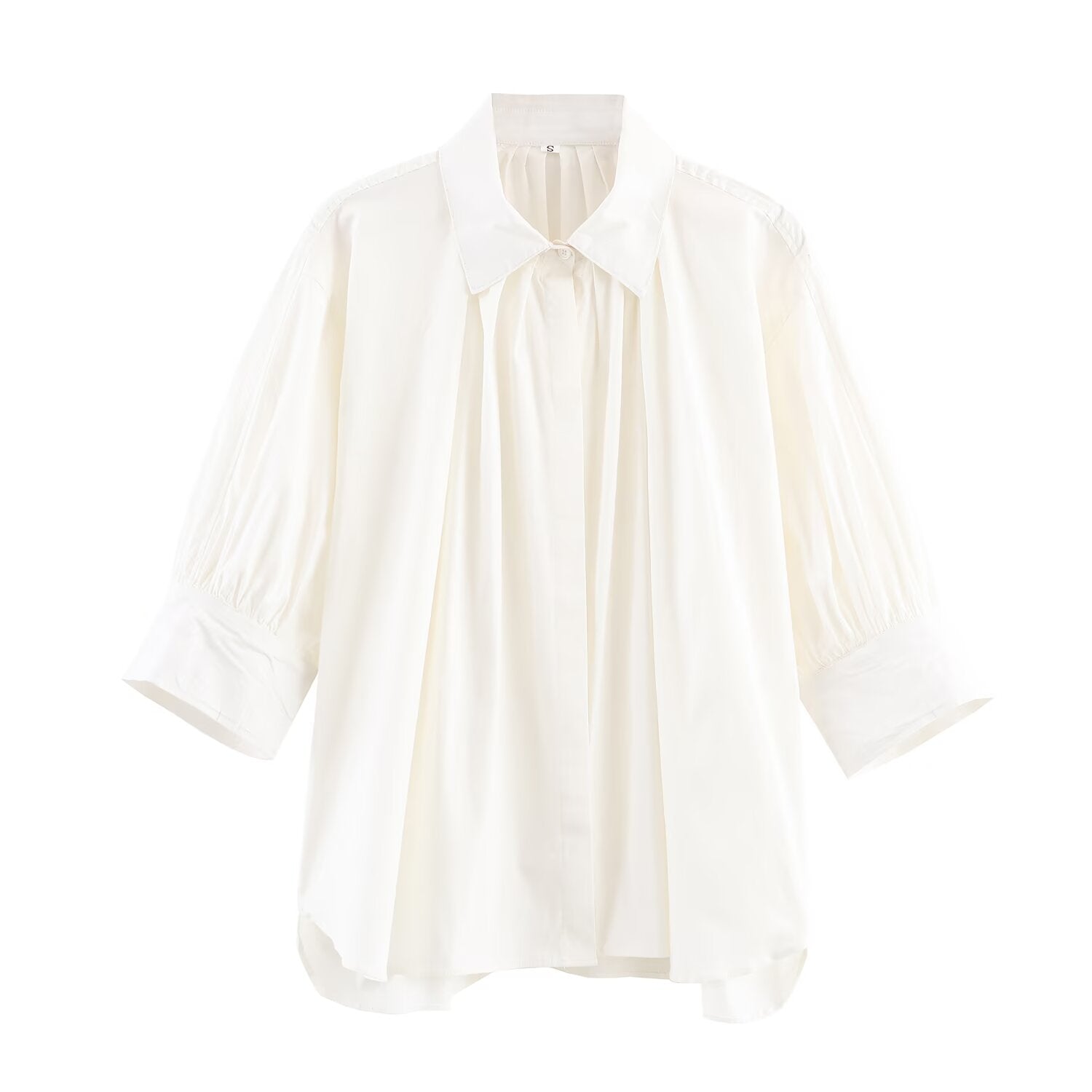 Women Clothing Fluffy Sleeve Pleated Shirt