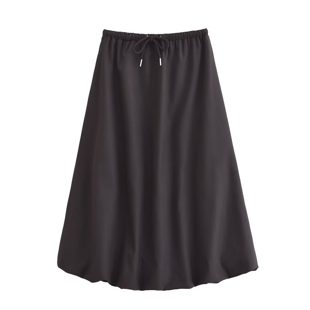 Women Clothing Autumn Balloon Elastic Waist Skirt