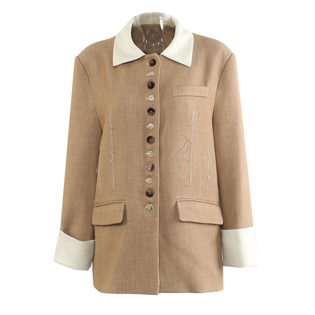 Autumn Winter Multi Button Heavy Industry Personality Flowing Color Multi Color Coat Top Women Blazers