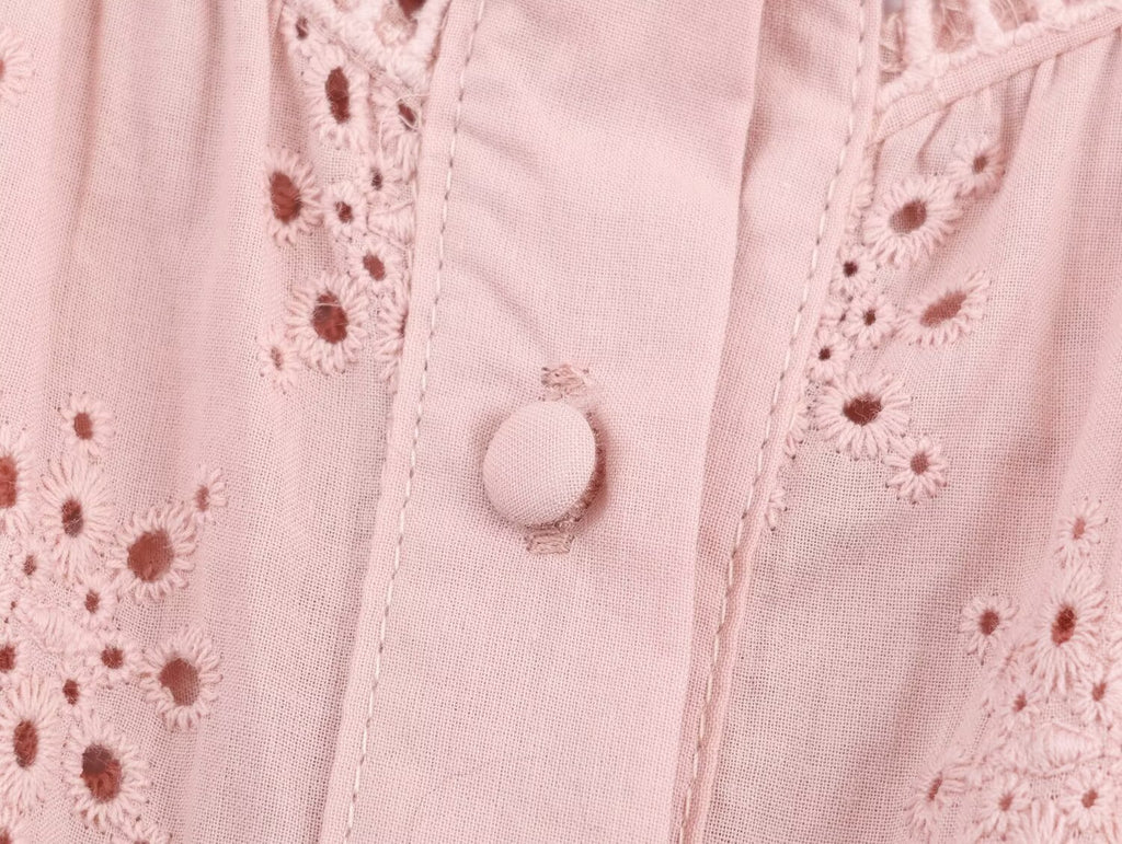 Women Clothing Casual Hollow Out Cutout Embroidered Shirt