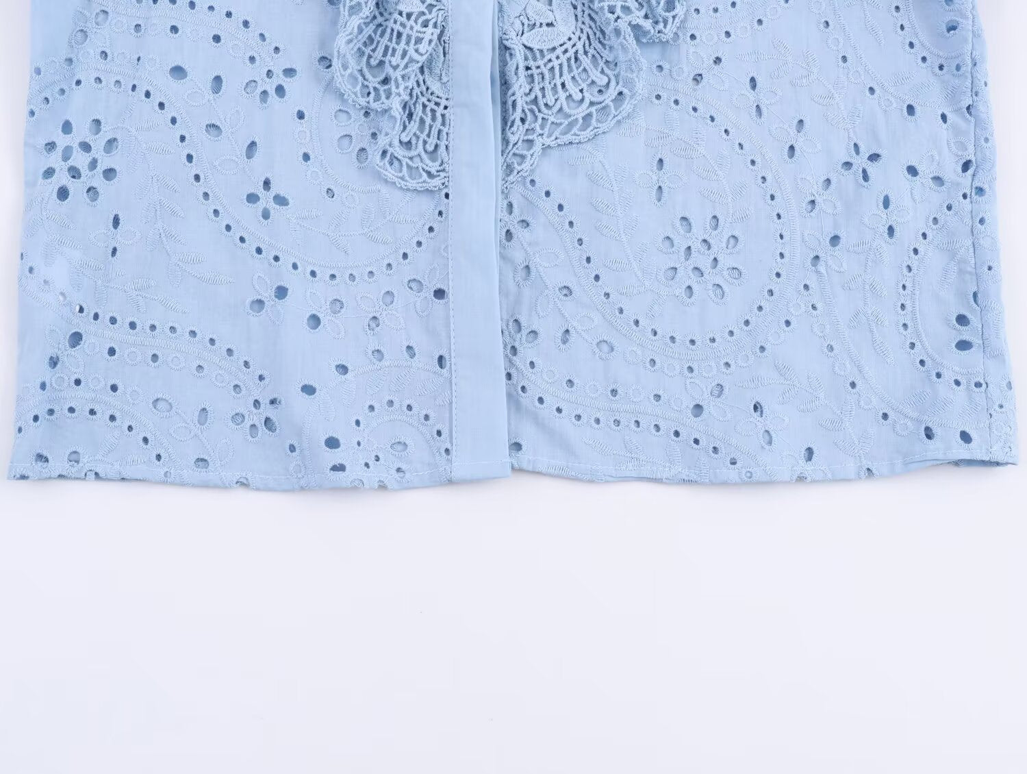 Women Clothing Autumn Hollowed out Embroidered Shirt