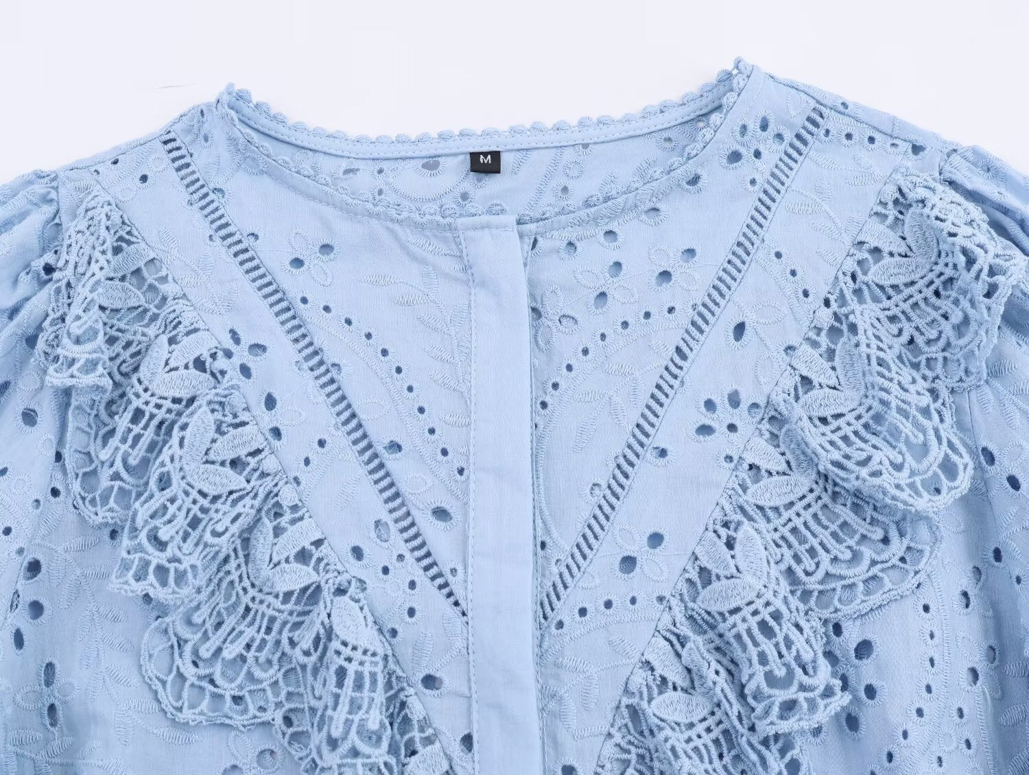 Women Clothing Autumn Hollowed out Embroidered Shirt